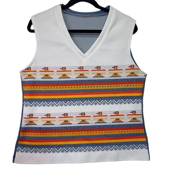✌🏼️🕊️☮️Vintage 60/70s style polyester vest size 18 W L - Picture 2 of 10